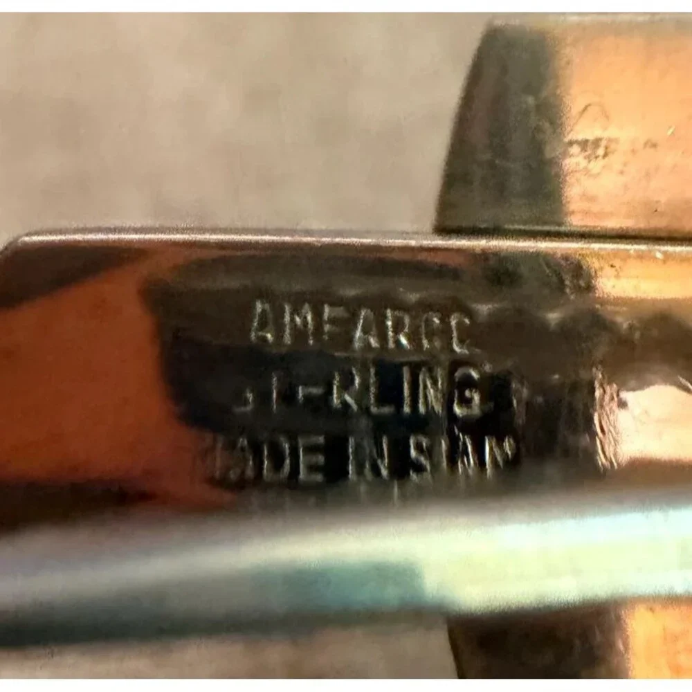 Vintage Mid-Century Siam Sterling Silver Niello Tie Clip, Amfarco Signed